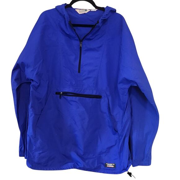 L.L. Bean Vintage Anorak Windbreaker Jacket Men's Large Tall Royal Blue - Picture 1 of 13